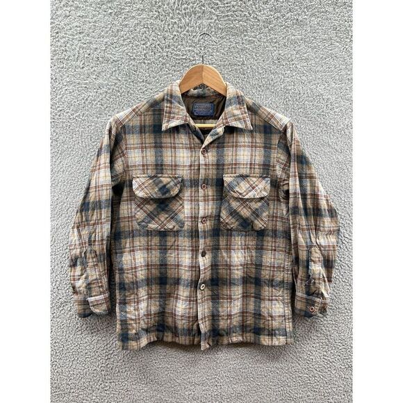 Pendleton Other - Pendleton Woolen Mills Pure Virgin Wool Brown Plaid Button Up Size Medium